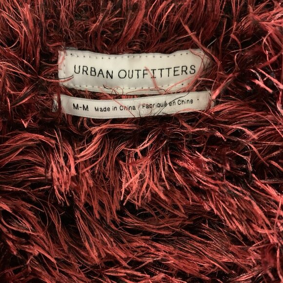 Urban Outfitters Red Fluffy Textured Cozy Long Sleeve Sweater Medium - Picture 4 of 5